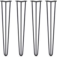 SKISKI LEGS - 4 Pieds de Table en Épingle à Cheveux 71cm 3 Tiges en Acier Noir Épaisseur 10mm