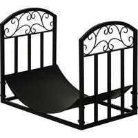 Portalegna metallo interno esterno ripiano curvo 60kg legna nero 60.5x36x46.5cm