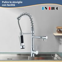 Suguword – Robinet mitigeur de cuisine nickel brossé – Rotatif 360° – Double jet – Tige flexible – Haute performance et durabilité