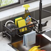 BUNTHAUS PA Portaoggetti per lavello, contenitore e organizzazione della cucina, organizer per lavello, accessori da cucina - Porta spugna in acciaio inox per organizer e scolapiatti per lavello della