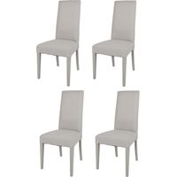 Tommychairs 4 Glam chairs in beech, pearl gray fabric seat