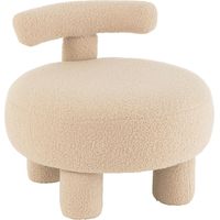 Pouf rond dossier bouclé beige assise cocooning design - Beige bouclé chaud