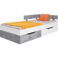 Jugendbett 120x200cm in Beton weiß SEATTLE-133