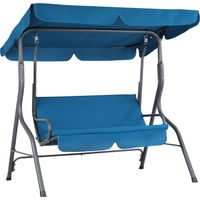 Casaria Dondolo Altalena da Giardino Hollywood 2 posti con Tettuccio Parasole Imbottito per Esterno Blu
