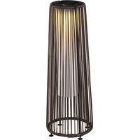 Lámpara de Pie Solar Mimbre Ratán LED 0,8W Interruptor Automático Exterior Marrón Ø21,5x61 cm