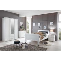 Chambre à coucher complète enfant (lit 90x200cm + chevet + armoire + commode) coloris blanc -PEGANE-