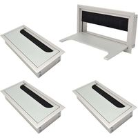 Passacavi Quadrato 80x 160mm per Incassato su Scrivania Tavolo Organizzatore Cavi per Mobili Passacavi in Alluminio Anodizzato Argento Set di 4 Passacavi