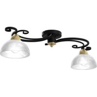 Plafonnier Aurora noir 2 globes verre E27 15W Luminex