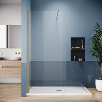 ELEGANT Shower Screen Brushed Gold Walk-In Shower Enclosure 8mm Easy-Clean Glass Wet Area Shower Screen Panel, 1000mm
