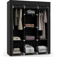 Guardaroba in Tessuto Armadio Salvaspazio 8 Ripiani 125x43x162.5cm Nero