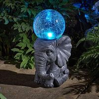 Solar Garden Elephant with solar Sphere Ornament -Elephant Orb Solar light