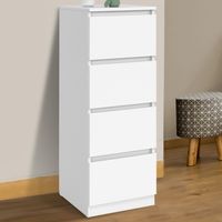 Aparador de 4 cajones TOMI 30 cm chiffonier de madera blanco para entrada de baño