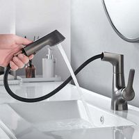 IkodmRobinet Cuisine Douchette, Mitigeur Cuisine avec Douchette, Robinetterie de Cuisine avec Douchette Extractible Rotatif à 360° Froid & Chaud Disponible, Noir/Gris