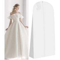 Housse à vêtements longue (180 cm) avec fermeture éclair, imperméable et respirante, idéale pour les robes de mariée, robes de soirée, manteaux et manteaux longs. Couleur : blanc.