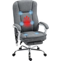 Fauteuil de bureau massant chauffant gris, ergonomique, réglable en hauteur, dossier inclinable, bureau télétravail relaxation