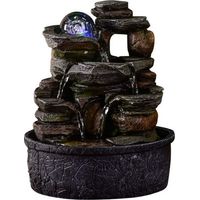 Fontana interna a cascata natura effetto pietra roccia luce colorata, idea regalo, decorazione per interni in movimento, fontana da tavolo Zen rilassante, oggetto Feng Shui Bonheur, H 23 cm – Satya