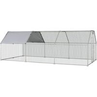 Poulailler métal galvanisé imperméable avec porte et couverture Oxford, 280x570x195cm