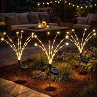 Lampe solaire à LED Fiche de jardin Piquet de terre Décoration de jardin Lampe solaire d'extérieur, noir, blanc chaud, H 70 cm, set de 3