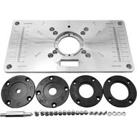 Aluminum Alloy Table Insert Plate with 4 Rings for Woodworking Bench, 235 mm x 120 mm x 8 mm