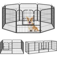 Pawhut – Parc enclos modulable pour chien – Acier époxy anticorrosion noir – Dimensions 80x80cm – Porte verrouillable – Usage intérieur/extérieur