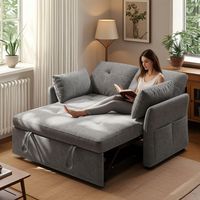 WUMAGIN - Canapé convertible - 2 Place - 104x85x72cm - Cinq niveaux réglables - Avec coussin et poches latérales - Évolutif - Facile à installer - Pour Salon, Chambre - Gris