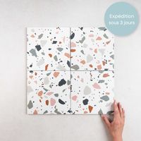 Carrelage effet terrazzo 20x20cm mix (1m²) – 25 pièces – Pour salon, salle de bain, cuisine – Style vintage moderne – Inceazahar