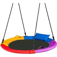 COSTWAY Kinder Nestschaukel mit Kissen, Baumschaukel 100-160cm verstellbaren Seil, Haengeschaukel 150kg Tragkraft, Gartenschaukel für Hinterhof, Garten & Spielplatz