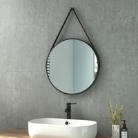 Heilmetz Badspiegel Rund Badezimmerspiegel Wandspiegel mit Verstellbarem Riemen Wasserdicht IP44 50cm Durchmesser