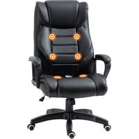 Poltrona Massaggiante ufficio 6 punti altezza regolabile similpelle nera 66x78x112-120 cm