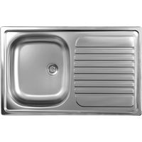 Fregadero de cocina encastrable de acero inoxidable con escurridor derecho 50x79 cm (N273DX35)