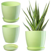 KADAX Maceta con Soporte Tapa de Plástico Maceta 14cm Verde para Flores