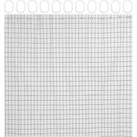 1 Kit de rideau de douche imprimé à carreaux noirs et blancs-180X180X0.01CM-White