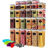 Lot de 28 boîtes hermétiques pour aliments avec couvercles pour l'organisation du garde-manger - Idéales pour les céréales, les pâtes, la farine et le sucre - Comprend des étiquettes et des marqueurs,