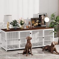 XXL Hundekäfig Schrank Holz Hundebox für große Hunde, Hundehütte Hundehaus mit Tischoberfläche, Weiß 107x71x81 cm