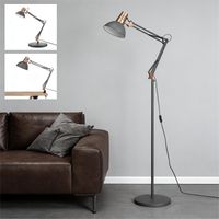 JCPYIUL Stehlampe Industrial Style, Schmale Retro‑Stehlampe mit Drucktastenschalter, 3 Verwendungsmodi – Stehleuchte, Tischlampe & Clip‑Lampe, für Wohnzimmer, Schlafzimmer und Büro