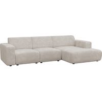 NAYVA - Canapé d'angle en tissu beige - Angle droit