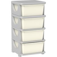 Torre de Almacenamiento Infantil con 4 Cajones para Niños de +3 Años con Bordes Redondeados y Asas 37x37x76 cm Crema