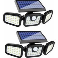 Outdoor Solar Lights (2-pack), 74 LEDs, IP65 waterproof, 360° wide-angle lighting, solar light with motion sensor, for garden, entrance