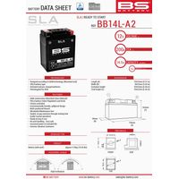 BATTERIA BS BB14L-A2 (FA) (YB14L-A2,YB14L-B2) 12V 14AH 135X91X167 SENZA MANUTENZIONE - A ACQUA (210A) (4) - SOSTITUISCE 300835