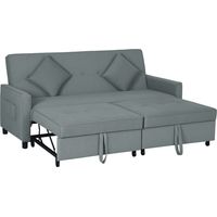 Canapé convertible 3 places clic-clac réversible dossier réglable coussins gris 196x90x89 cm