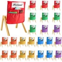 VEVOR Chair Pockets for Classroom, 24 Pack, 14 x 15 Inches Chairback Buddy Pocket with Name Tag, 6 Bright Colors, Back of Chair Organizer for Kids in Classroom, Kindergarten, School, and Home