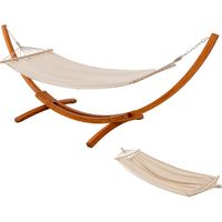 Hamac sur pied avec 2 housses – Support en pin mélèze – Charge maximale 200 kg – Dimensions 320 x 120 x 120 cm