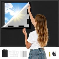 Store Occultant sans Percage, 200x145cm Attaches Auto-adhésives Rideau Occultant Thermique, Blackout Matériau, Anti Chaleur Tissu Isolant Thermique au Metre, pour Bébé Chambre Bureau, Noir