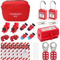 GARRYFIZH Kit de Cadenas D'étiquetage de Verrouillage électrique, Loto D'étiquettes de Loto de Verrouillage de Disjoncteur Chimique Industriel avec Sac de Rangement et Clips de Verrouillage