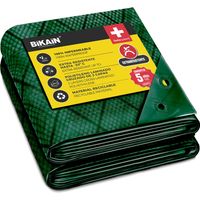 Bikain - Telo impermeabile per esterni - Modello BI052LO - Fori saldati rinforzati - Polietilene laminato incrociato a 3 strati - 120 g/m2-3 x 4m - Verde - Protezione totale - Extra Forte