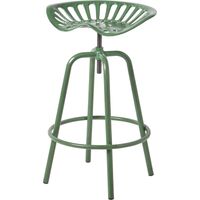 HOMESCAPES Vintage Style Metal Green Adjustable Tractor Seat Bar Stool