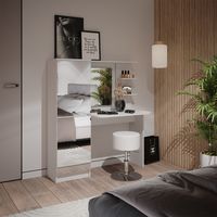 Schminktisch Jasmin, Weiß, 123 x 141.2 cm mit Hocker, Vicco