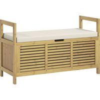 Panca Scarpiera a Doghe da Ingresso con Design a Ribalta, di Bambù, 100x40x60 cm