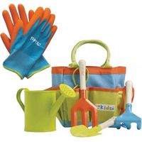 Briers Kids Childrens Gardening Tool Bag Rake Fork Trowel Watering Can & Gloves