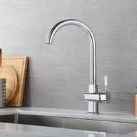 Auralum Robinet Cuisine Mitigeur Haut Bec Pivotant à 360°avec Mousseur Démontable Pour Évier Cuisine Eau Chaude et Froide Chromé